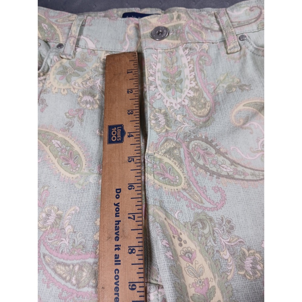 Bandolino Mandie Capri Pants Womens 10 Sage Green Paisley Lace Up Cuff Cropped - Picture 4 of 8